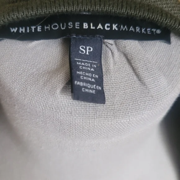 WHBM Green Camouflage Jacquard Print Tunic Sweater V-Neck Size SP - Picture 5 of 9